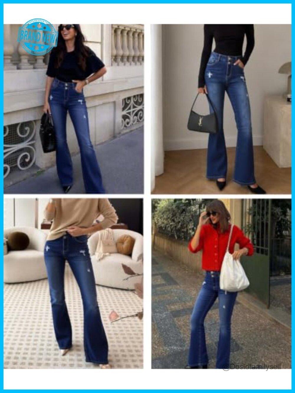 VIPONES High Waisted Flare Bell Bottom Jeans Stretchy Wide Leg Bootcut Denim